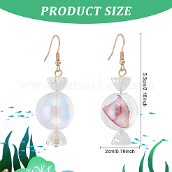 2 Pairs 2 Colors Lace Inside Glass Candy Ball Dangle Earrings&nbsp;EJEW-FI0001-15