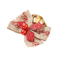 Christmas Linen Big Bowknot with Iron Bell Decorations&nbsp;AJEW-S088-02B