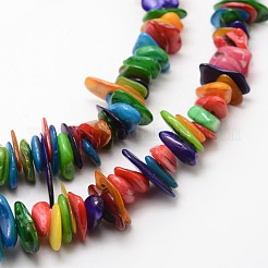 Dyed Chip Natural Freshwater Shell Beads Strands&nbsp;X-SHEL-E355-16