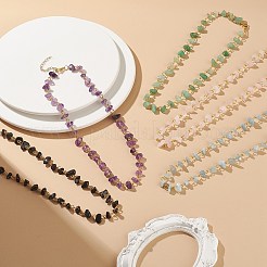 5Pcs 5 Style Natural Mixed Gemstone Chips Beaded Necklaces Set&nbsp;NJEW-JN04061