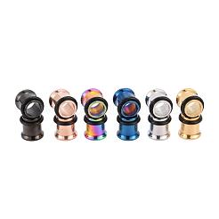 12Pcs 6 Colors 316 Surgical Stainless Steel Screw Ear Gauges Flesh Tunnels Plugs&nbsp;STAS-YW0001-15