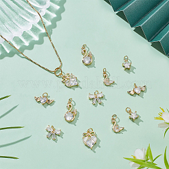 12Pcs 6 Styles Brass Micro Pave Cubic Zirconia Pendants&nbsp;ZIRC-WR0001-08