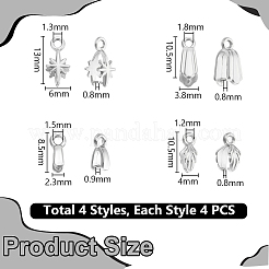 16Pcs 4 Styles 304 Stainless Steel SIce Pick Pinch Bails&nbsp;STAS-UN0059-73P