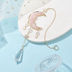 Alloy Cable Chains Moon Pendant Decorations&nbsp;HJEW-JM01841-02
