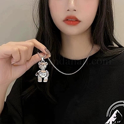 Alloy Bear Pendant Necklaces&nbsp;FS-WGADD22-02