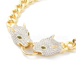 Brass Micro Pave Cubic Zirconia Link Bracelets&nbsp;BJEW-L676-01G