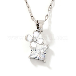 Autumn European and American Fashion Brass Pave Clear Cubic Zirconia Windmill Clover Pendant Necklaces&nbsp;VY0844-1