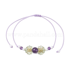 Natuarl Amethyst Braided Bead Bracelets for Men Women&nbsp;BJEW-MZ00208-03