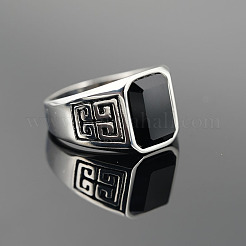 304 Stainless Steel & Obsidian Finger Rings for Men&nbsp;FS-WG9DF95-03