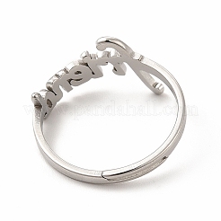 Non-Tarnish 304 Stainless Steel Word Friend Adjustable Ring for Women&nbsp;RJEW-B027-07P