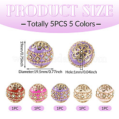 5Pcs 5 Colors Handmade Indonesia Beads&nbsp;IPDL-TADJ0001-02