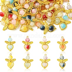 40Pcs 8 Colors Golden Alloy Glass Pendants&nbsp;PALLOY-FS00025
