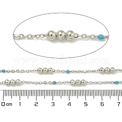 Brass Enamel Round Beaded Link Chain&nbsp;CHC-G022-07P-18