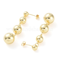 Brass Round Ball Dangle Stud Earrings for Women&nbsp;EJEW-D086-03G