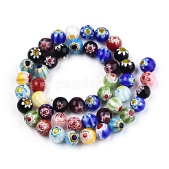 Handmade Millefiori Glass Round Bead Strands&nbsp;LAMP-J038-12mm-M