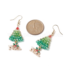 Glass Beads Braided Tree Dangle Earrings&nbsp;EJEW-TA00213