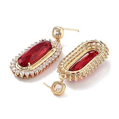 Light Gold Brass Micro Pave Cubic Zirconia Dangle Stud Earrings&nbsp;EJEW-Q800-47KCG