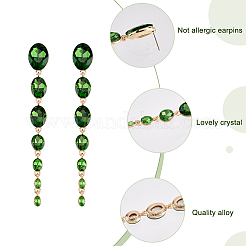 3 Pairs 3 Colors Rhinestone Graduated Beaded Oval Dangle Stud Earrings&nbsp;EJEW-AN0001-40