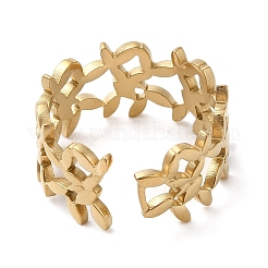 6Pcs 6 Style Butterfly & Horse Eye & Multi Lines 304 Stainless Steel Open Cuff Rings Set&nbsp;RJEW-P092-02G-M