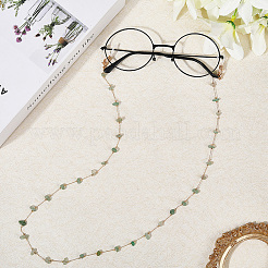 Natural Jade Chips and Alloy Link Chains Neck Strap for Eyeglasses&nbsp;AJEW-WH20070-024C