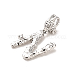 Rack Plating Brass Micro Pave Cubic Zirconia European Dangle Charms&nbsp;KK-L210-015P-N
