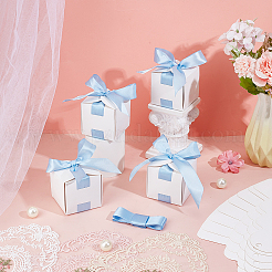 Square Paper Wedding Candy Storage Boxes with Ribbon&nbsp;AJEW-WH0609-744D