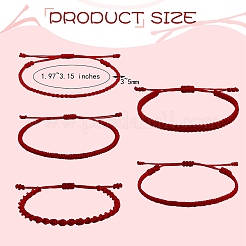 5Pcs 5 Style Nylon Thread Woven Braided Bracelets Set&nbsp;BJEW-SW00054