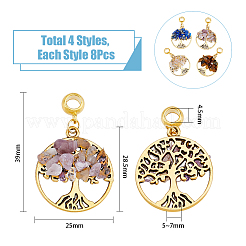 32Pcs 4 Styles Natural Mixed Stone European Dangle Charms&nbsp;G-DC0001-14