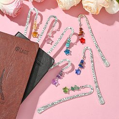 7Pcs Chakra Natural & Synthetic Gemstone Chip & Star Glass Charm Bookmarks&nbsp;AJEW-JK00328