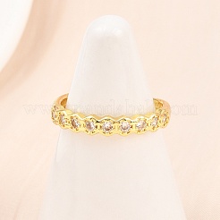 Brass Micro Pave Cubic Zirconia Cuff Rings for Women&nbsp;RJEW-Z113-25G