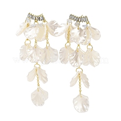 Alloy Glass Crystal Rhinestone Flower Dangle Stud Earrings&nbsp;EJEW-G439-01G