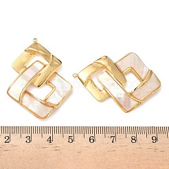 304 Stainless Steel Pave Natural White Shell Pendants&nbsp;STAS-L026-01G-01