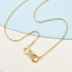925 Sterling Silver Micro Pave Clear Micro Pave Cubic Zirconia Double Infinity Pendant Necklaces for Women&nbsp;NJEW-D315-03G