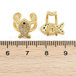 Fish Brass Micro Pave Clear Cubic Zirconia Cuff Earrings&nbsp;EJEW-D338-01G