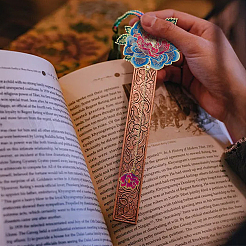3Pcs 3 Styles Peony Flower Enamel Bookmarks&nbsp;AJEW-FH0004-51