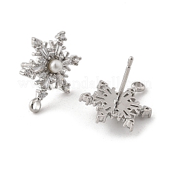 Brass Micro Pave Cubic Zirconia Stud Earring Findings&nbsp;KK-K371-34P