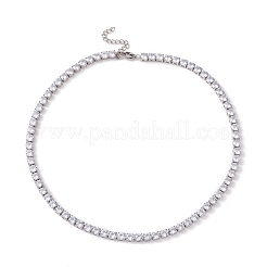 Classic Cubic Zirconia Tennis Necklace&nbsp;NJEW-G017-02A-P