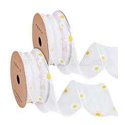 Flower Pattern Polyester Ribbons&nbsp;OCOR-WH0082-503B