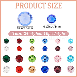 240Pcs 24 Styles Glass Rhinestone Cabochons&nbsp;GLAA-BM0001-06