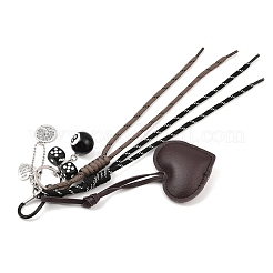 Imitation Leather Heart & Polyester Cord & Billiards Resin Bead Pendant Decorations&nbsp;HJEW-JM04419-02