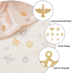 64Pcs 16 Style Rack Plating Brass Pendants&nbsp;KK-FH0006-67