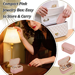 Portable Travel Rectangle PU Leather Jewelry Set Storage Zipper Boxes&nbsp;LBOX-WH0007-001A