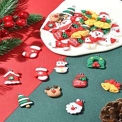 48Pcs 12 Styles Christmas Theme Opaque Resin Pendants&nbsp;RESI-FS0001-73