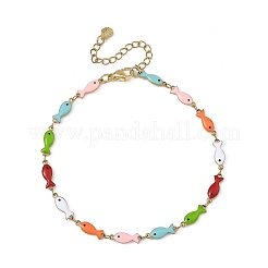304 Stainless Steel Enamel Link Chains Anklets for Women&nbsp;SA-AJEW-AN00842