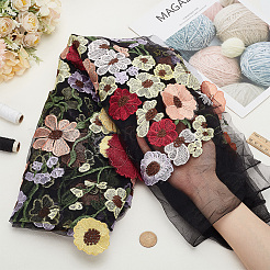 Ethnic Style Embroidered Flowers Polyester Tulle Lace Fabric&nbsp;AJEW-WH0314-508