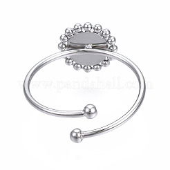 Non-Tarnish 304 Stainless Steel Open Cuff Finger Ring Cabochon Settings&nbsp;STAS-T060-13P