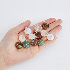 12Pcs 6 Styles Natural & Synthetic Mixed Stones Copper Wire Wrapped Pendants&nbsp;G-FH0001-99