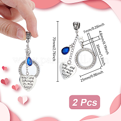 2Pcs Tibetan Style Alloy & Glass Flat Round Locket Pendants&nbsp;HJEW-UN00041