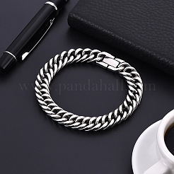 3Pcs 3 Styles 304 Stainless Steel Cuban Link Chains Bracelets for Men & Women&nbsp;BJEW-GO0002-17