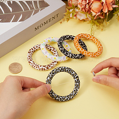7Pcs 7 Colors Print Silicone Beads&nbsp;SIL-SC0001-86A